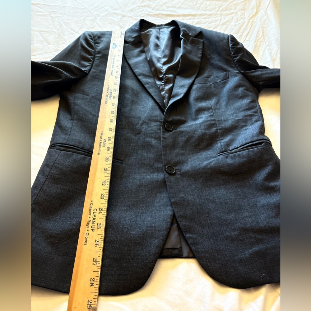Classic Women's Charcoal Gray Blazer Two-Button Structured Suit Jacket M L - Picture 5 of 11